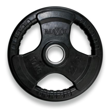 MAXX RUBBERIZED 10KG OLYMPIC PLATE WITH HANDLE