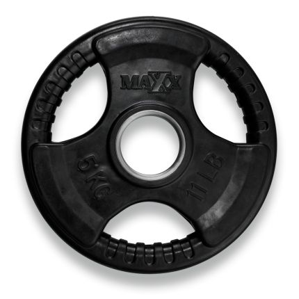 MAXX RUBBERIZED 5KG OLYMPIC PLATE WITH HANDLE