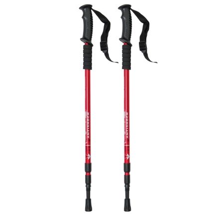 FC Adjustable Hiking Pole with Straight Handle (Red) - [A Pair]
