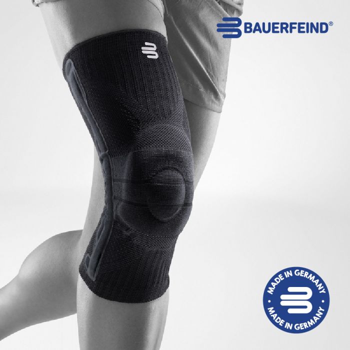 Bauerfeind Sports Knee Support All Black M Size Optimal Comfort for Peak Performance Fitness Concept