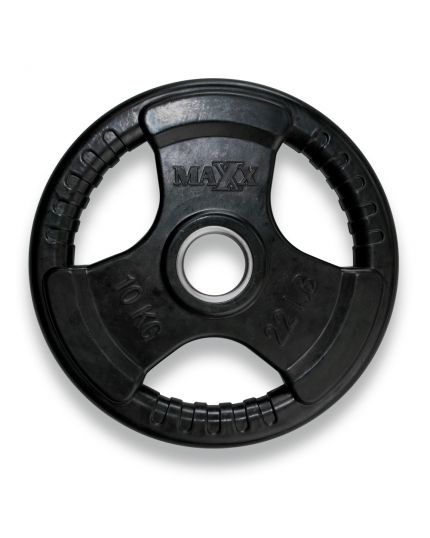 MAXX RUBBERIZED 10KG OLYMPIC PLATE WITH HANDLE
