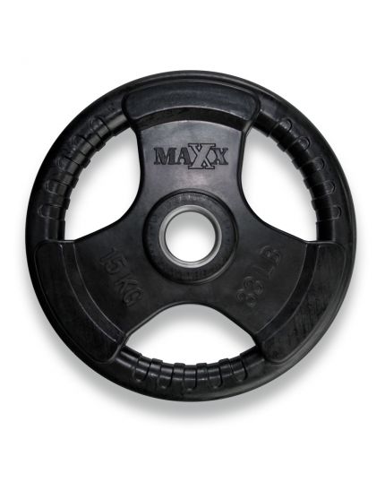 MAXX RUBBERIZED 15KG OLYMPIC PLATE WITH HANDLE
