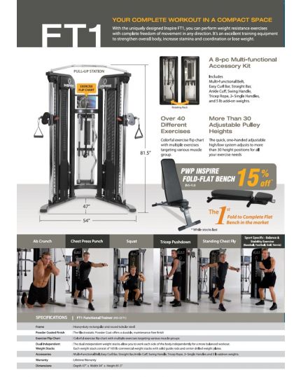 INSPIRE FT1 FUNCTIONAL TRAINER MATTE BLACK PROMO PACKAGE [GYM STATION + INTERLOCK RUBBER TILES] 