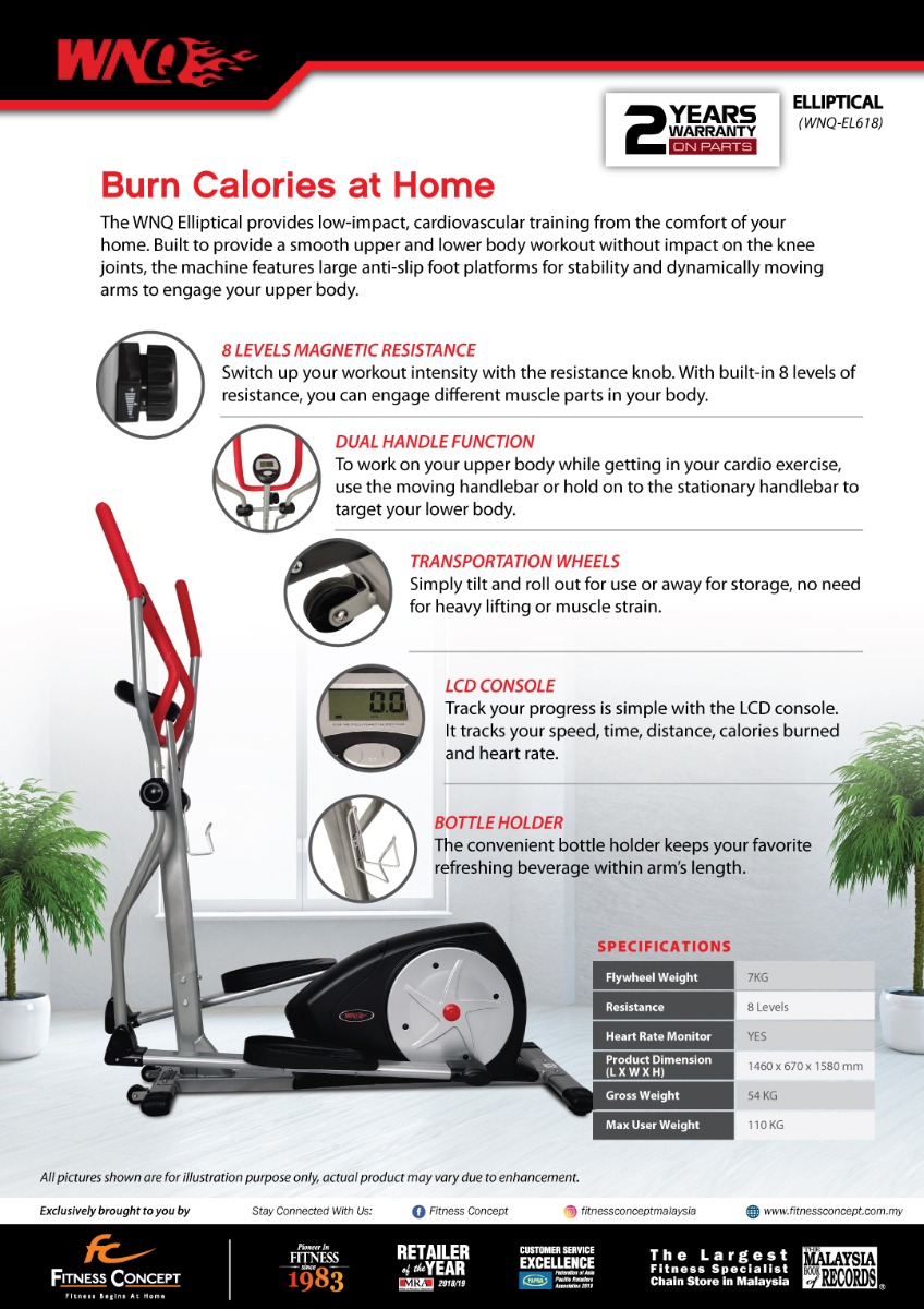 WNQ elliptical Burn calories at home.