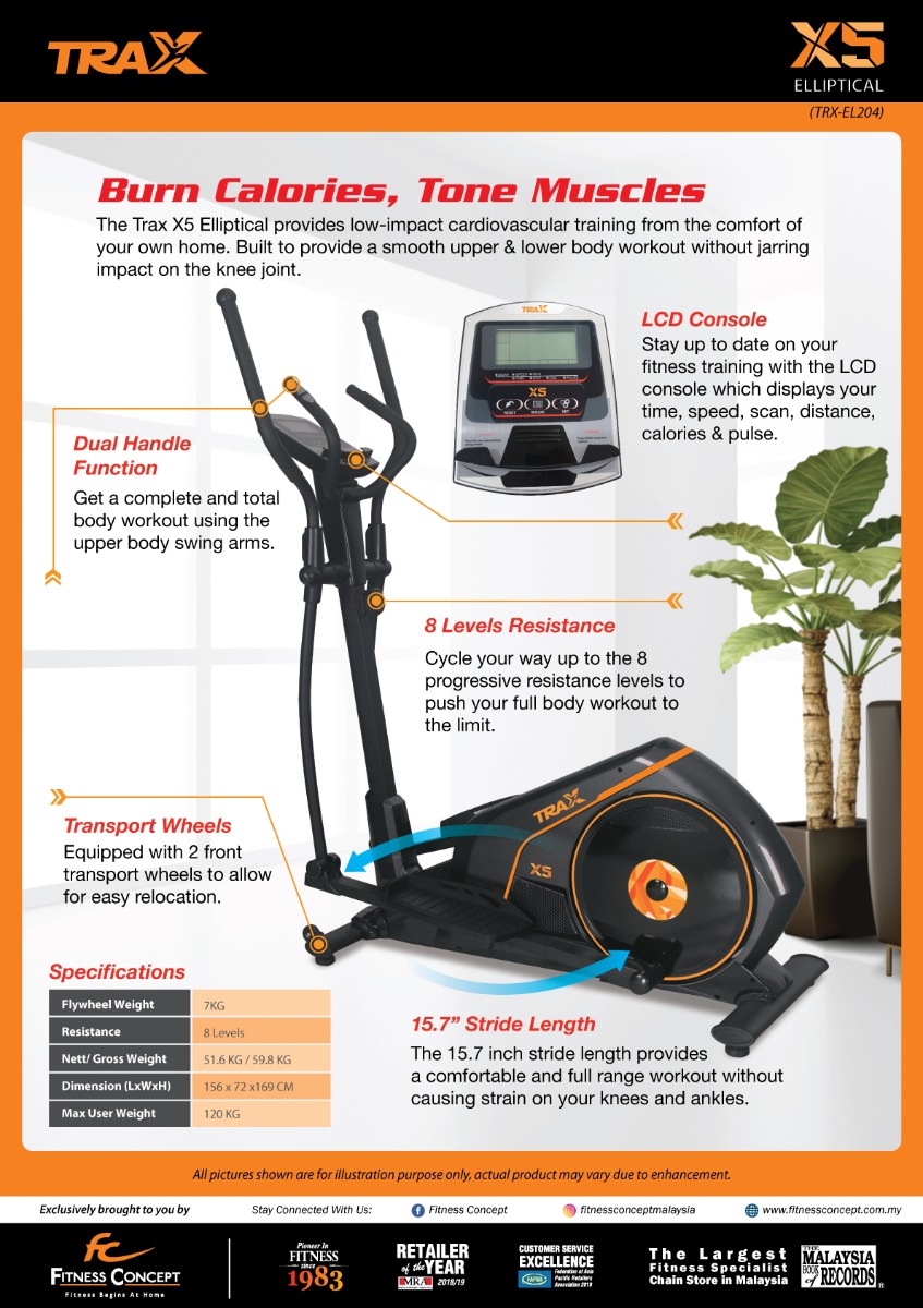 trax x5 elliptical Burn calories with trax x5 elliptical.