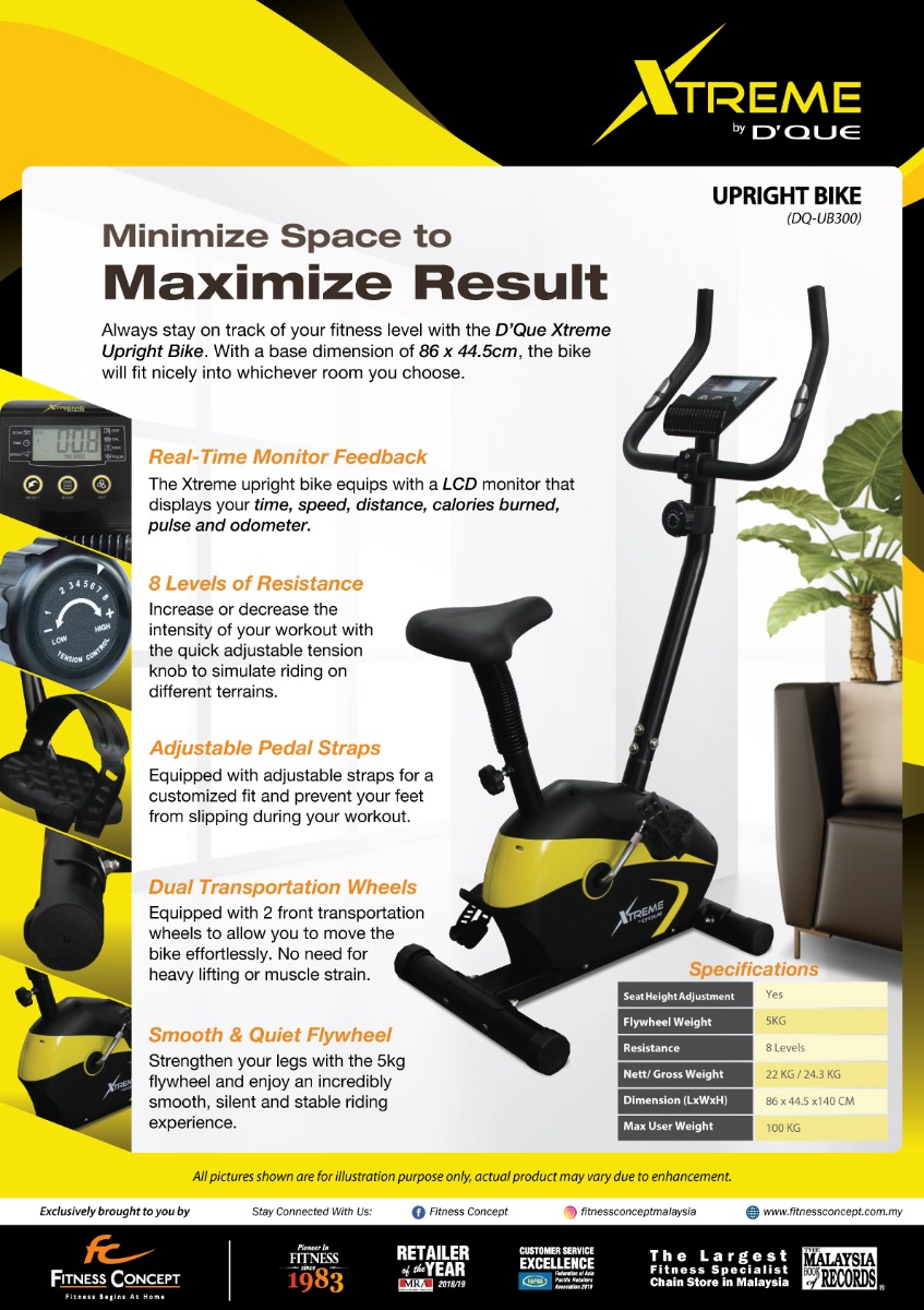 DQUE Upright bike extreme Reach New Fitness Heights with DQUE Upright Bike Extreme.