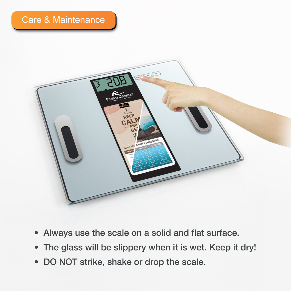Ultra-sleek Glass Scale: Track body fat/hydration effortlessly with touch button ease. 6-month warranty included!