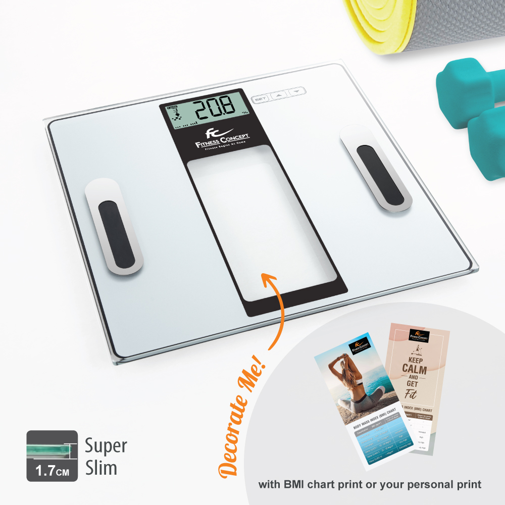 Sleek Glass Scale: Effortlessly monitor body fat and hydration with touch-button ease. Includes a 6-month warranty!