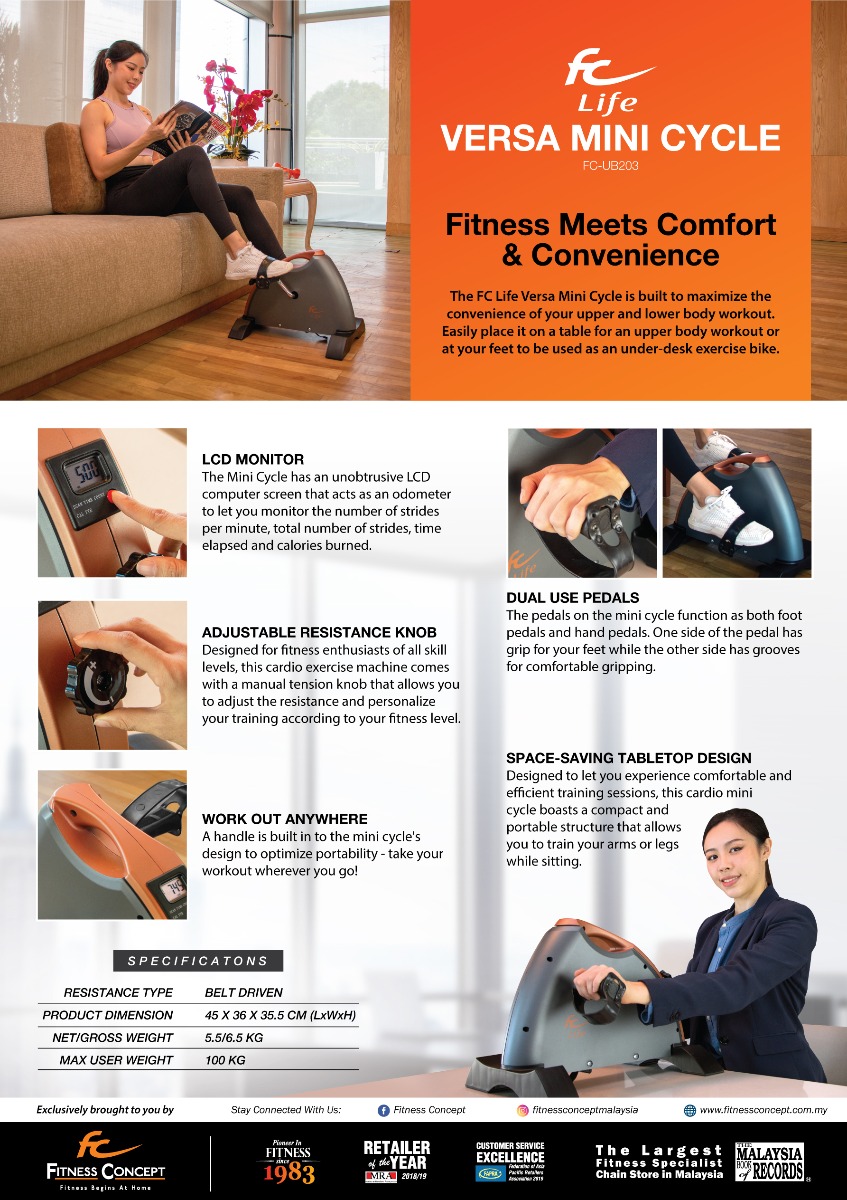 Versa Mini Cycle Fitness meets comfort and convenience.