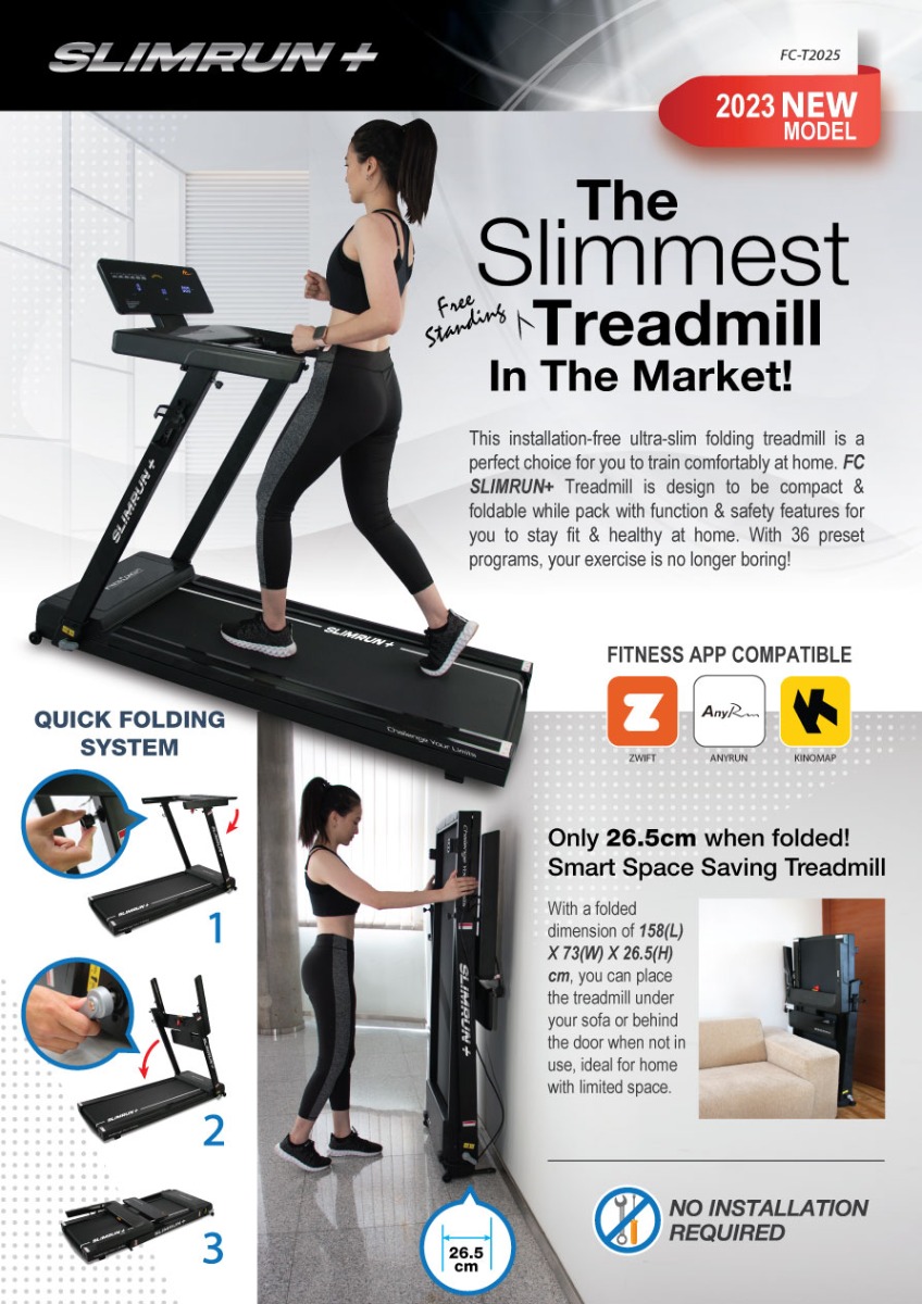 FC Slimrun+ Treadmill: Compact brilliance, powerful performance. Elevate your fitness journey at home!
