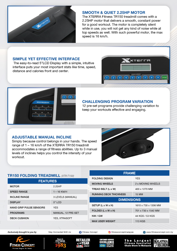 XTERRA TR150 Treadmill: Elevate Your Fitness Journey with Cutting-edge Performance and Design!